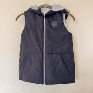 Jacadi Paris Reversible Navy Silver Grey Puffer Vest Kids Size 10A